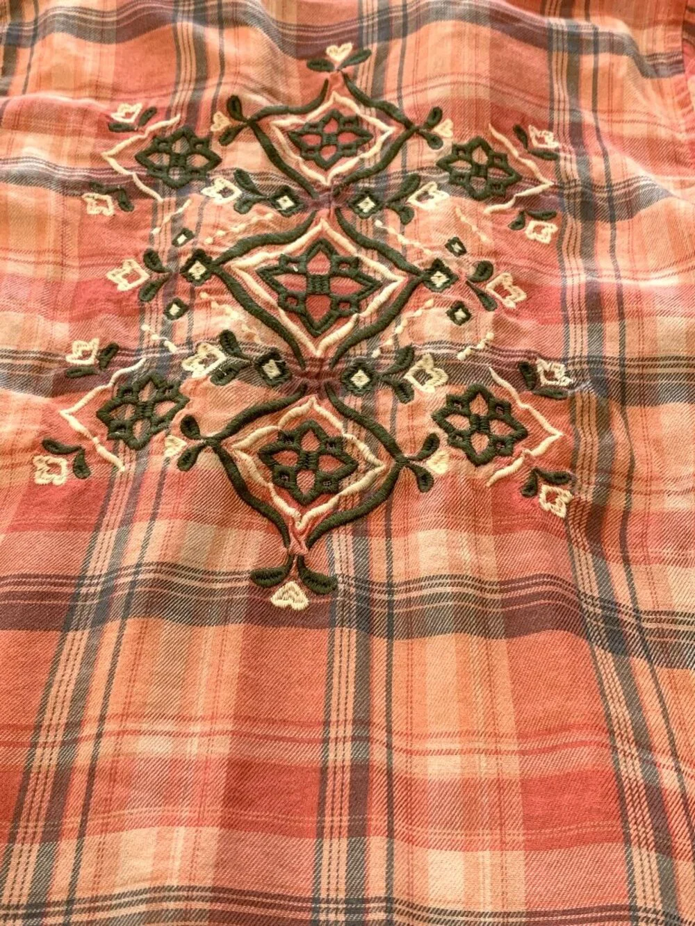 Justice Girls Long Sleeves Plaid Shirt Button Down Embroidered Size 8